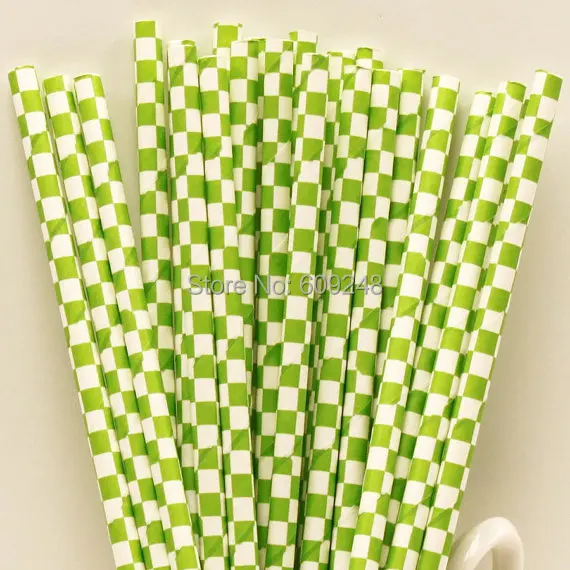 

100 Pcs Mixed Colors Lime Green Checkered Paper Straws,Buy Cheap Retro Party Paper Drinking Straws Bulk Wholesale Manufacturer