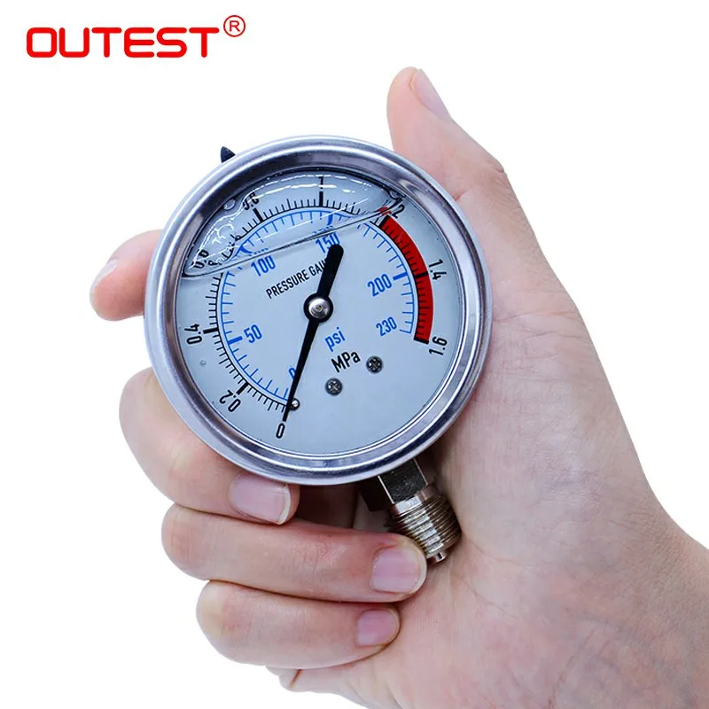 OUTEST Pressure Gauge 0-60MPa Water Air Oil Vacuum Dry Utility Mini Thread 1/4\