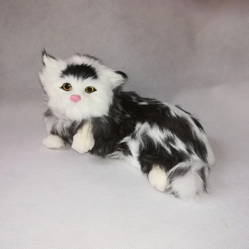 

real life toy prone cat polyethylene&furs about 22x13cm mixed furs cat model handicraft home decoration baby toy gift b2088