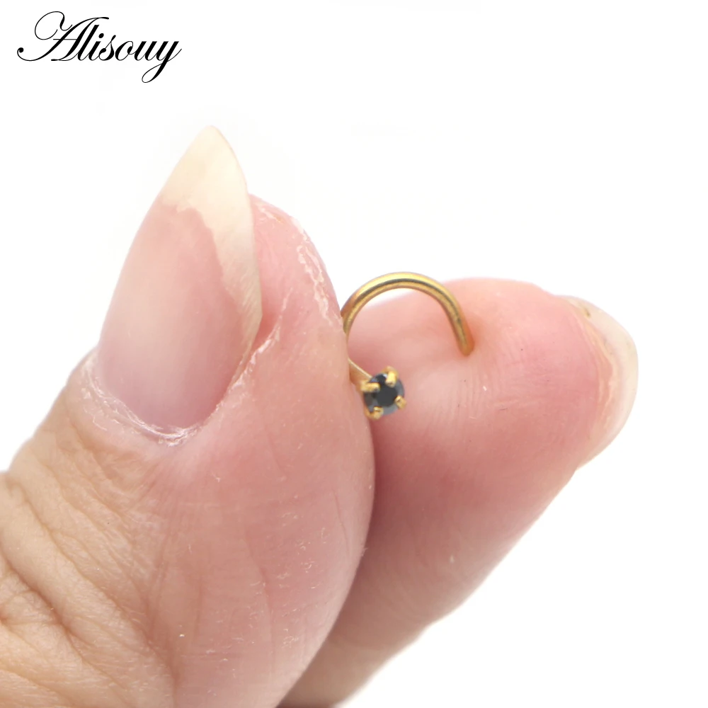 Alisouy 1Pc Crystal Surgical Stainless Steel Nose Ring Piercing Nez Nose Piercing Stud Cartilage Piercing Nariz Body Jewelry