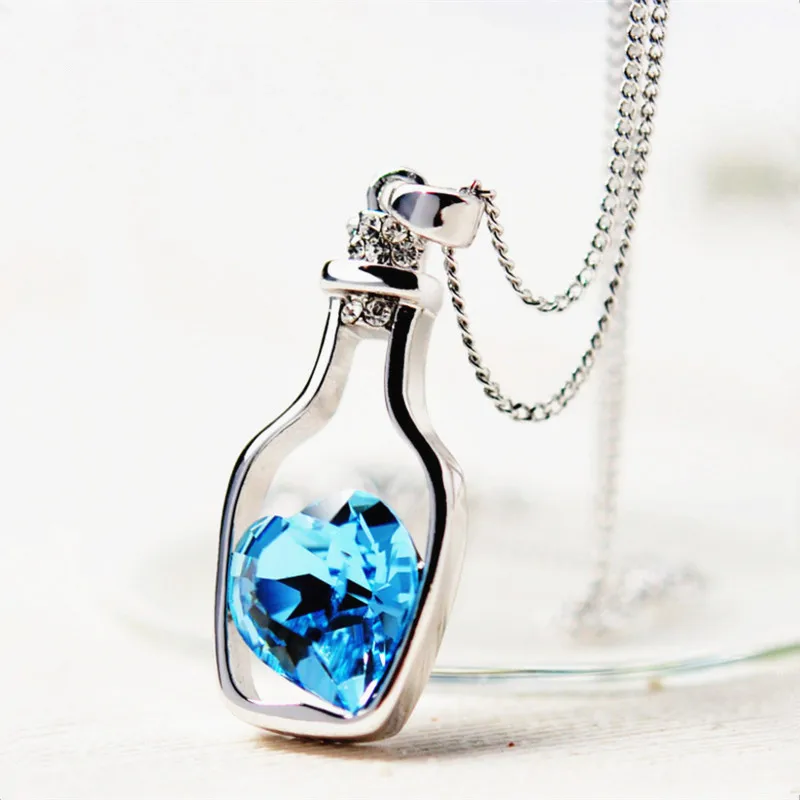 New Arrival Fashion Jewelry Necklace Pendant Drifting Bottle Necklace Heart Shape Trendy Necklace For Lovers Drop Shipping