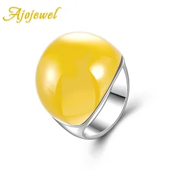 Ajojewel Big Yellow Semi-Precious Stone Rings For Men and Women Brand Fashion Meus Pedidos Jewelry