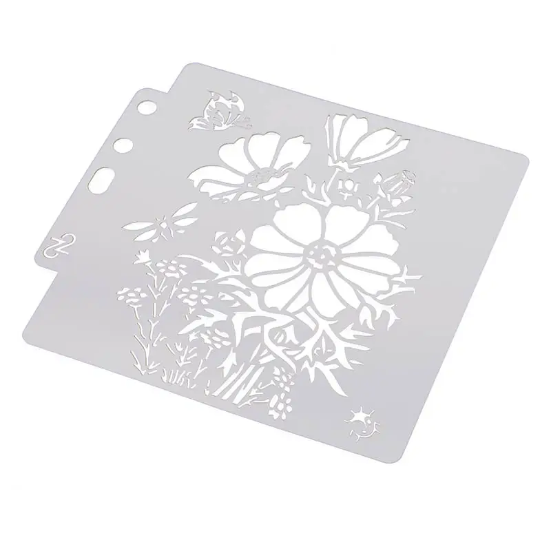 5.1 polegada nova borboleta flor diy estênceis estênceis pintura de parede scrapbook coloração gravação álbum cartão decorativo modelo