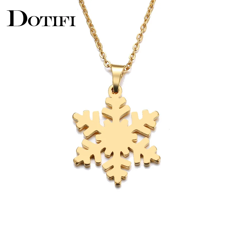 DOTIFI Stainless Steel Necklace For Women Man Lover's Snow Gold Color Pendant Necklace Engagement Jewelry