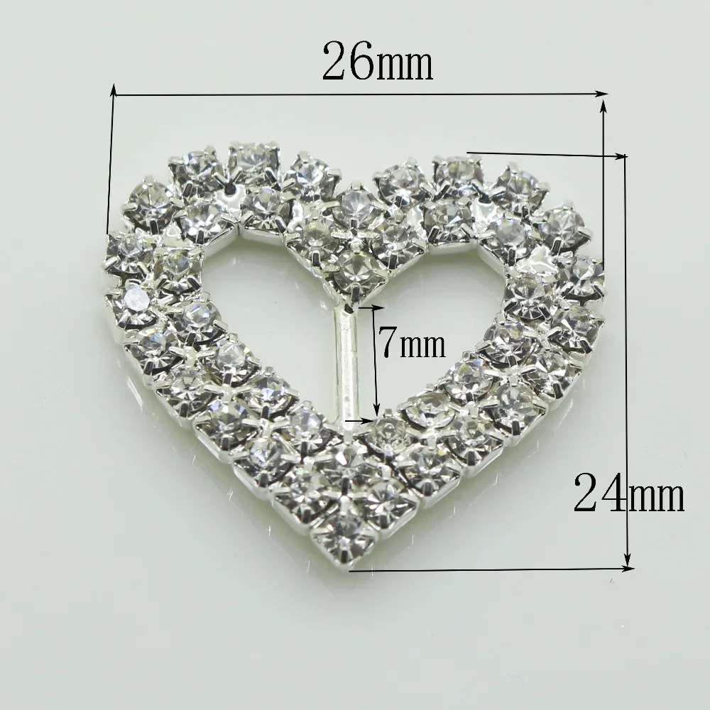 Herzförmige glänzende Strassschnallen, Diamant-Accessoires, die zur Hochzeit eingeladen werden, Haarschmuck, DIY-Haare, 26 x 24 mm, 10-teiliges Set