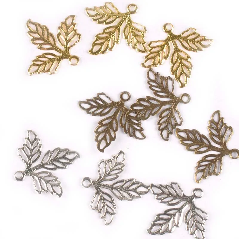 50Pcs Retro Metal Crafts Filigree Wraps Leaves Connectors Embellishments For Scrapbooking Diy Handicraft Home Decor YK0739