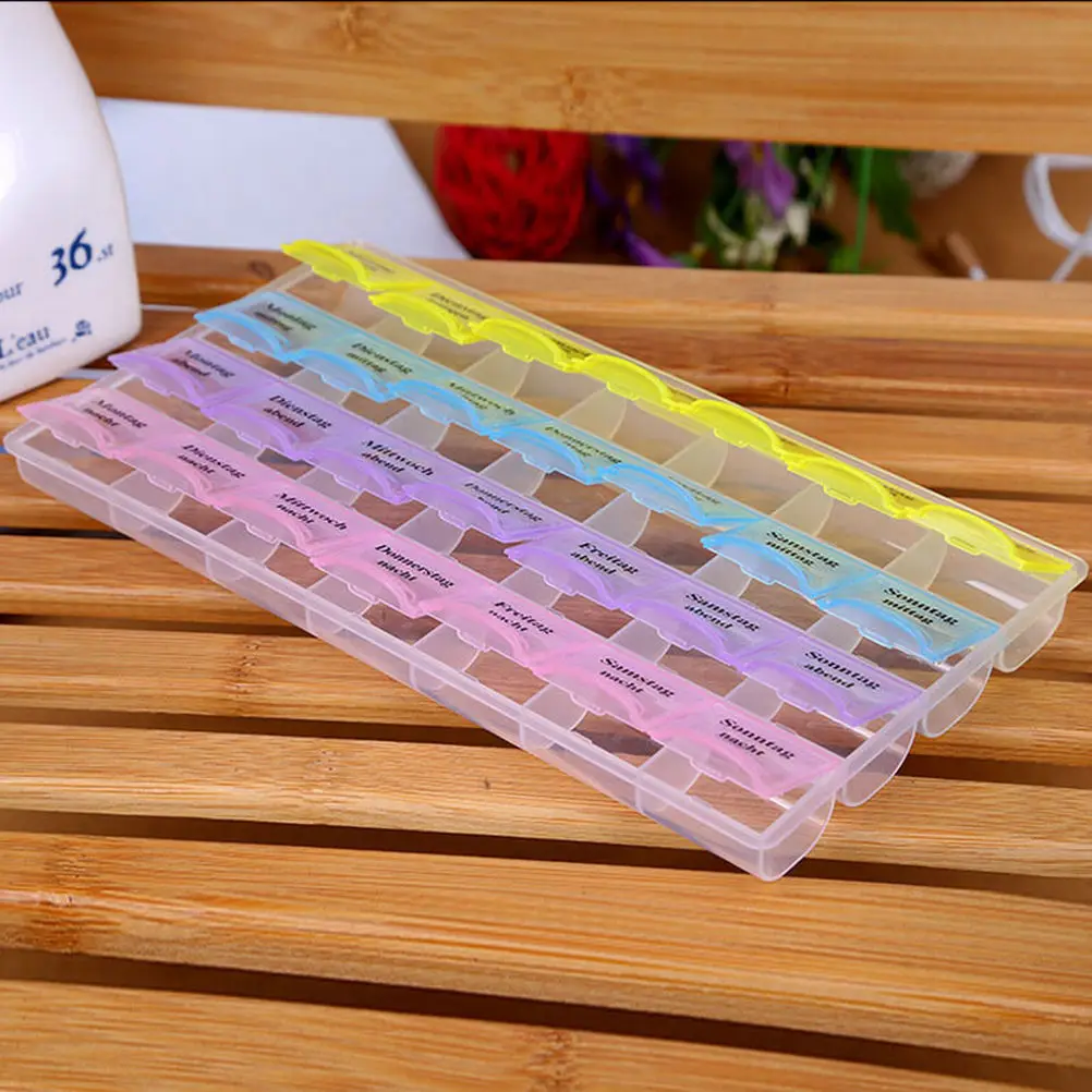 7 Day Pill Medicine Tablet pillbox Dispenser Organizer Case with 28 compartments pill box multicolor container for medicines