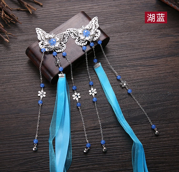 Antique jewelry ribbon pin edge butterfly hair hanfu hair clip anime cosplay girl children