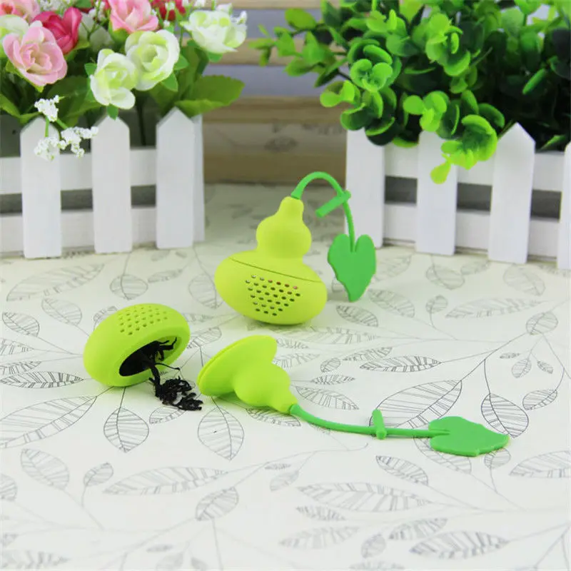 New Arrive Creative Silicone Calabash Tea Infuser Diffuser Loose Tea Leaf Chain Strainer Herbal Spice Filter