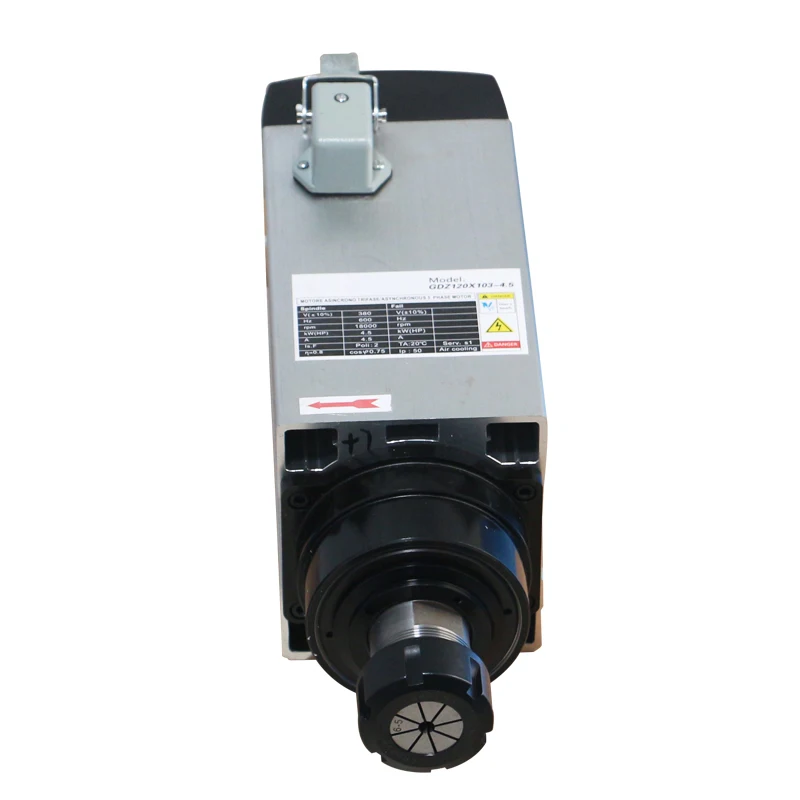 

Square hot sale 4.5KW air cooled spindle motor 18000RPM ER32 380V for woodworking cnc router