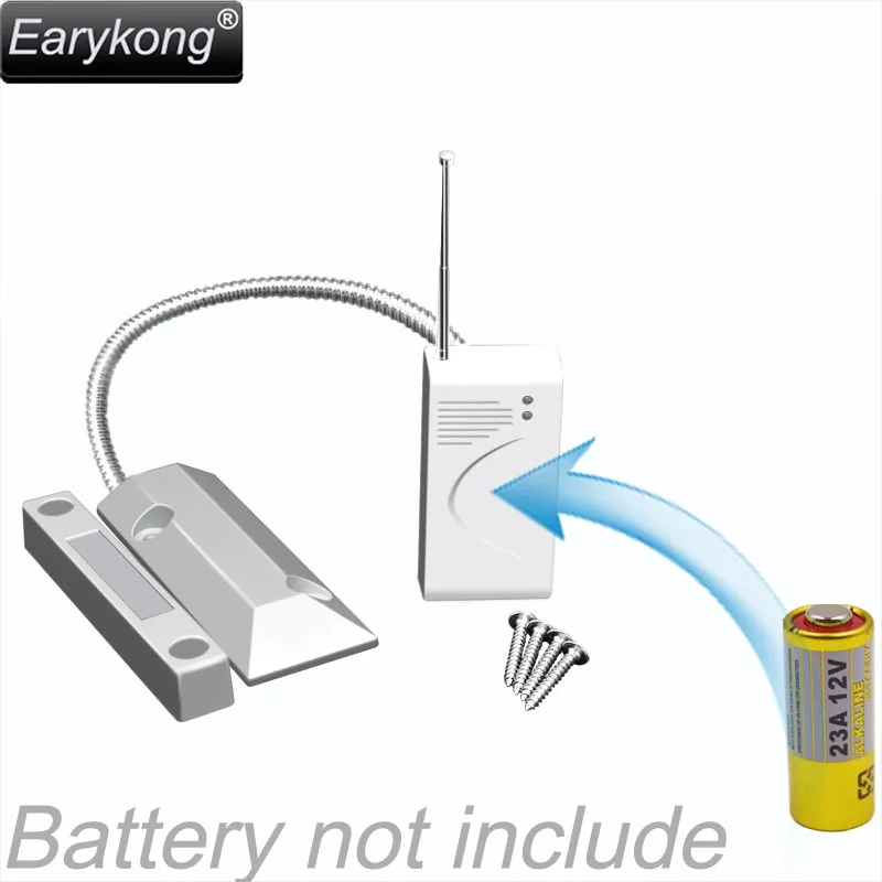 New Earykong 433MHz Wireless Metal Door Sensor, Door Magnet Alarm, Outdoor Waterproof, For Home Burglar Alarm System