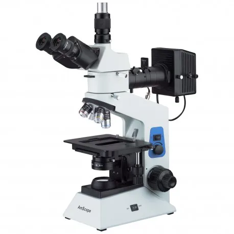 Dual-light Polarized Metallurgical Microscope-AmScope Supplies 40X-500X Trinocular Dual-light Polarized Metallurgical Microscope