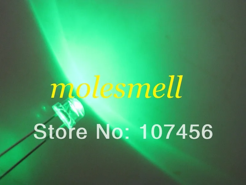 10000pcs/lot fast shipping!!! 5mm straw hat green LED(3000mcd) 5mm strawhat green led big angle led