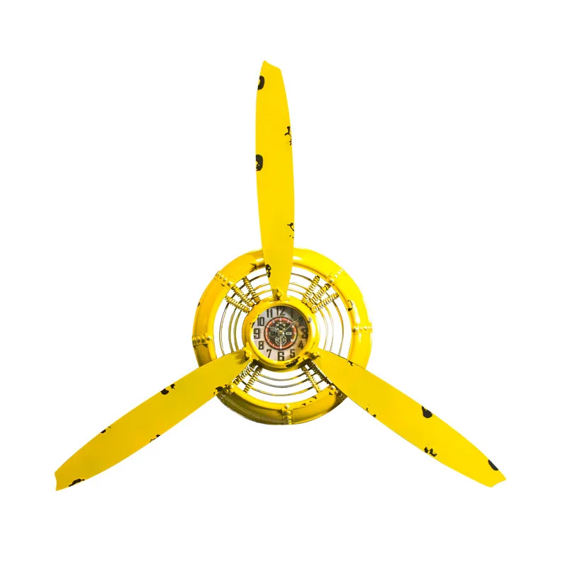 3 Color Industrial Air Plane Propeller Metal Wall Clock Mute and HD Display Aeroplane Retro Ornament Decor Crafts