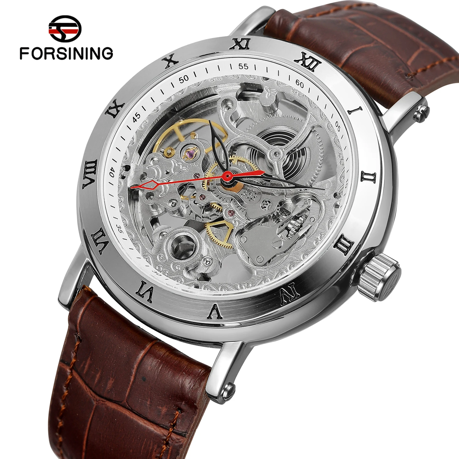 Top Brand Automatic Mechanical Mens Watches Luxury Carved Skeleton Dial Leather Strap Fashion Business Wristwatch Man