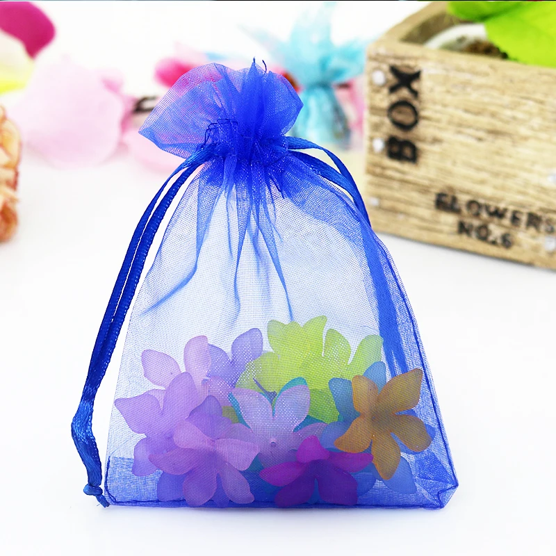 Large Organza Bags Jewelry Packaging Tulle Bag 35*50cm Drawstring Wedding Party Gift Bags Jewellery Pouches Royal Blue 50pcs/lot