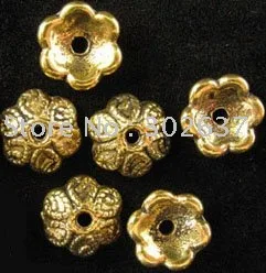 

FREE SHIPPING 180pcs Antiqued gold plt metal heart flower bead caps 10mm A191G