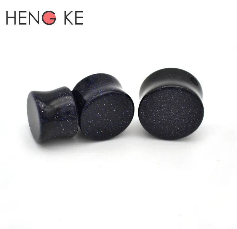 Blue Sandstone Ear Plugs Natural Expand Flesh Tunnel Taper Stetcher Double Flare Semi Precious Body Piercing Jewelry hip hop