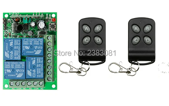 

New DC12V 4CH 10A Radio Controller RF Wireless Relay Remote Control Switch 315 MHZ /433 MHZ teleswitch 2 Transmitter +1 Receiver