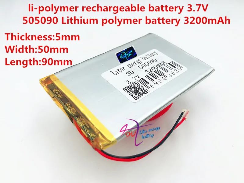 tablet battery Size 505090 3.7V 3200mah Lithium polymer Battery With Protection Board For MP3 MP4 GPS Digital Products