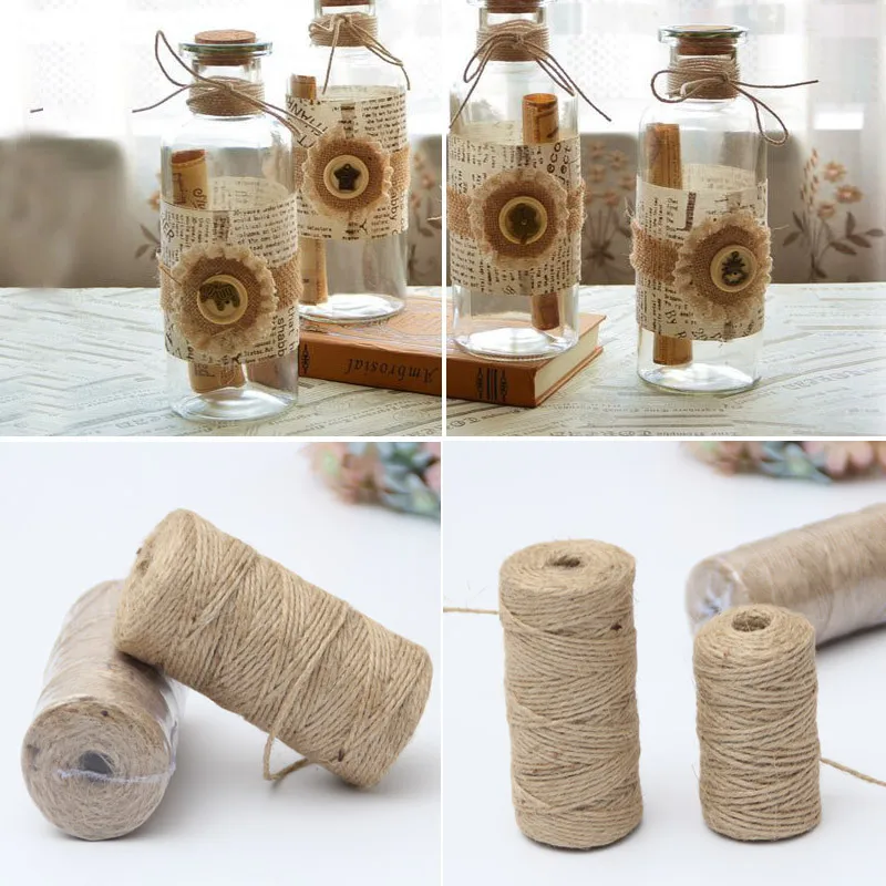 100 Yard Jute Ropes Natural Hemp Rope DIY Party Wedding Gift Wrapping Cords Photos Wall Thread Scrapbooking Florists Craft Decor