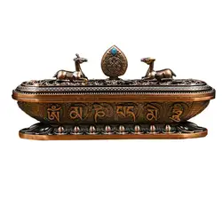 MagiDeal Chinese Style Alloy Incense Stick Holder Burning Joss Insence Insense Burner Box Ash Catchers