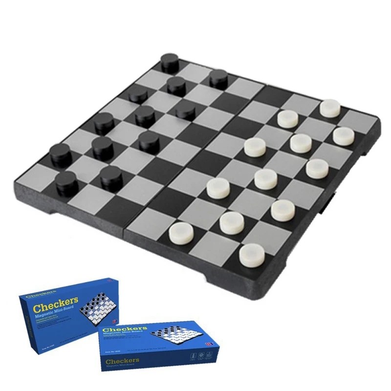 

HIPS Plastic 16.5*16.5*1.8cm Checkers Set Portable Game of Checkers Folding Checkerboard Chess Game for Kids Toy Gift LG4