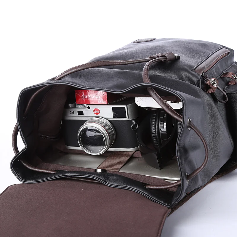 MOYYI Famous Brand School Style Leather Backpack Bag For College Simple Design Men Waterproof Casual Daypacks Mochila 2021