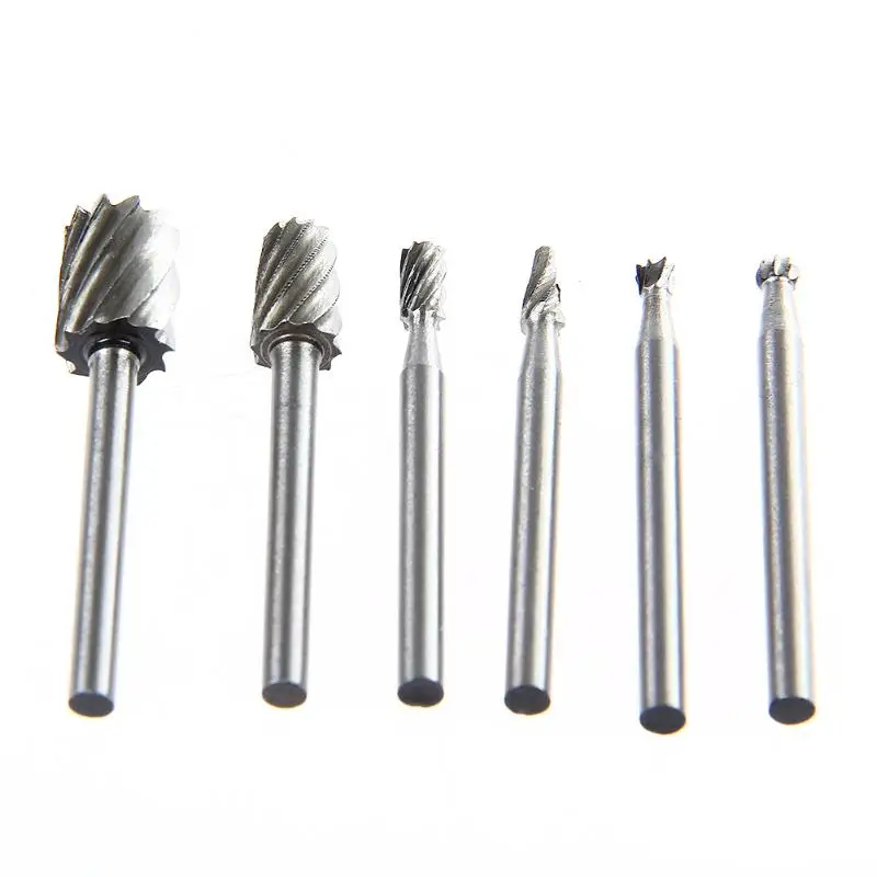 6 pçs dremel ferramentas rotativas hss mini broca conjunto de corte roteamento roteador moagem bits fresas para escultura em madeira corte ferramentas