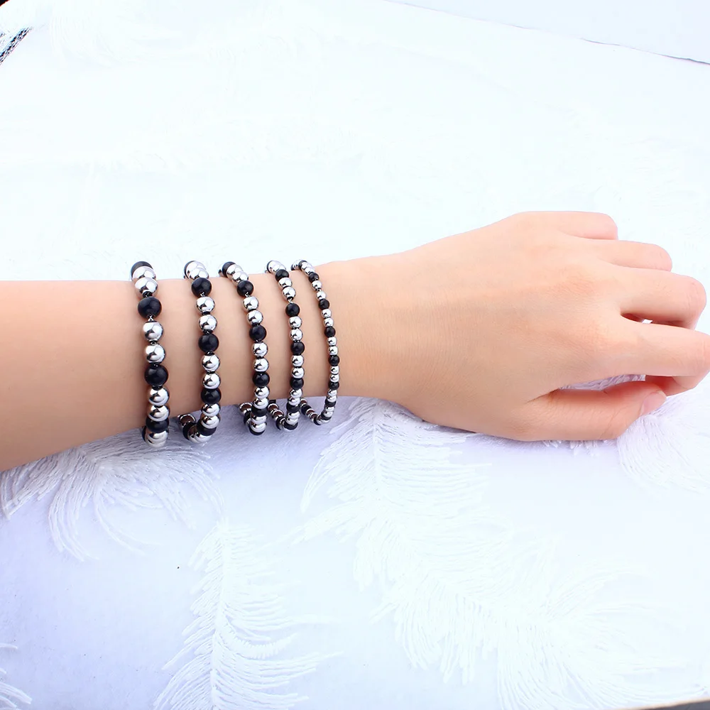 Men Bead Bracelet Stainless Steel Jewelry Bracelet For Women Beads Bracelets Fashion Simple Couple Jewelry Gift