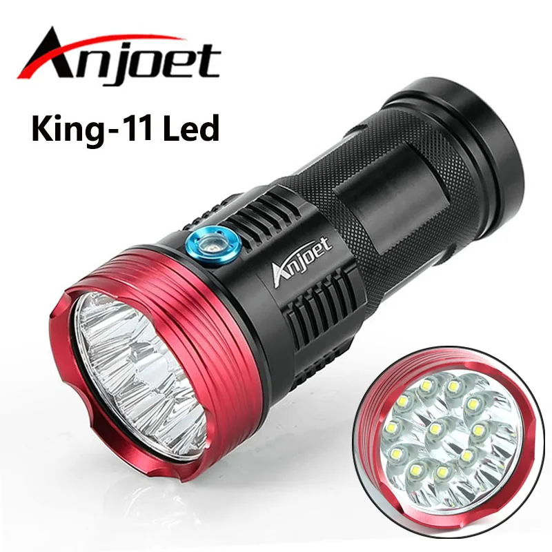 

Anjoet 20000 lumens King 11T6 flashlamp 11 x XM-L T6 LED Flashlight Torch Lamp Light For Hunting Camping for 18650 battery