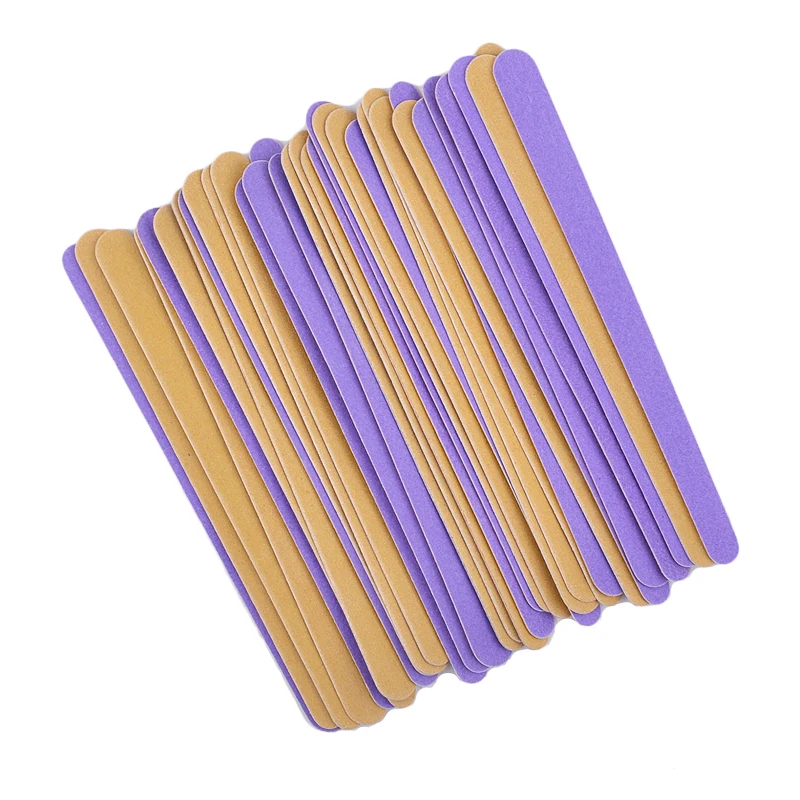 50pcs/lot Purple and Brown Nail File Sanding Grits 150/150 Nail Polish Buffer Blocks Washable Nail Accessories Supplier Tools