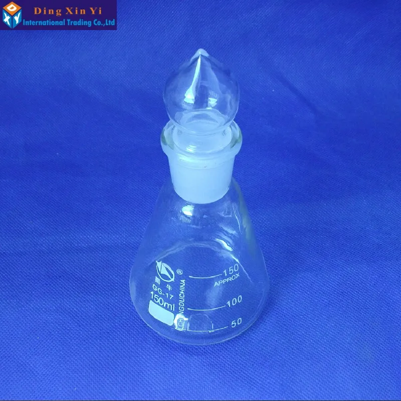 (4pieces/lot)150ml Conical flask with stopper, Conical flask,with ground-in glass stopper Boro 3.3 glass, high quality