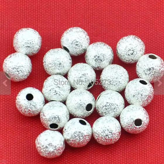 Hot Sale Newest 6mm 40pcs Silver Plated Stardust Spacer Beads Sand Blasted Jewelry Findings,DIY Accessory Jewelry Making