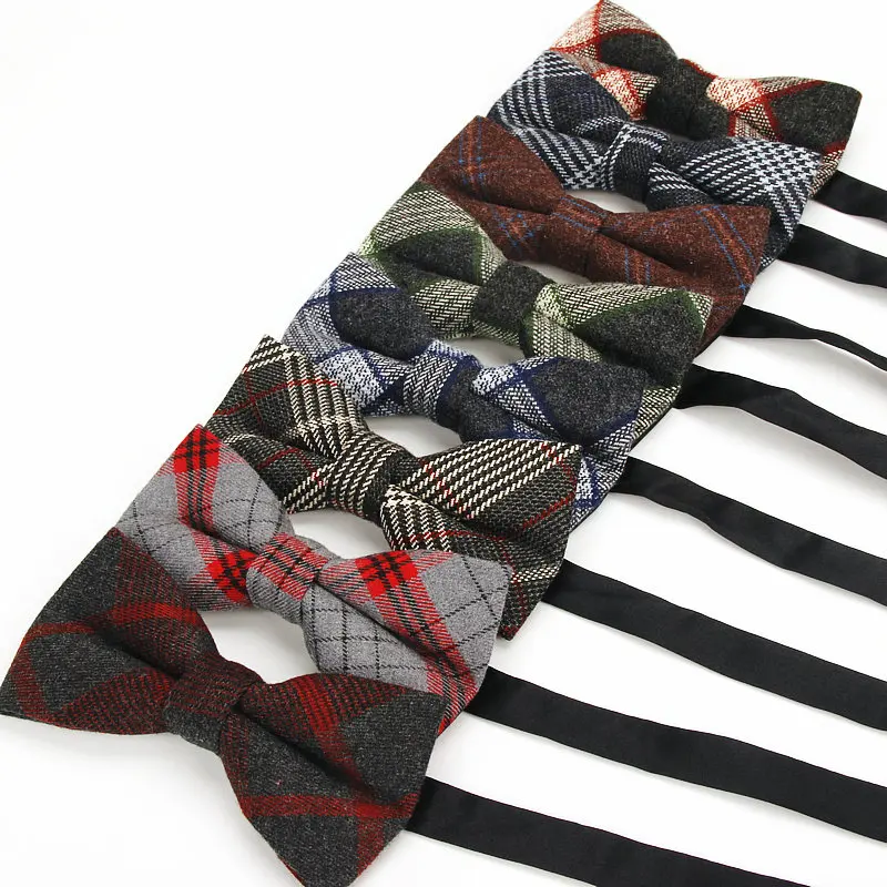 Plaid Cotton Bow Tie For Men Classic Shirts Bowtie For Business Wedding Bowknot Adult Mens Bowties Cravats Black Red Tie