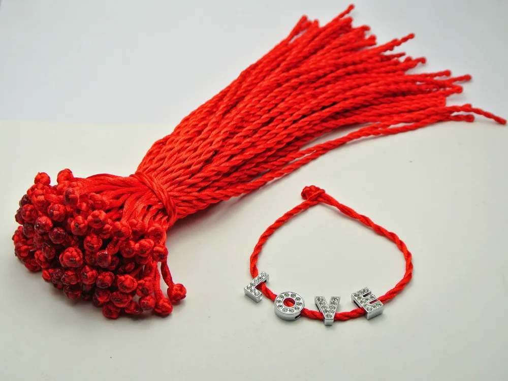 50 Braided Lucky Red String Rope Cord Bracelet 21cm for Charm