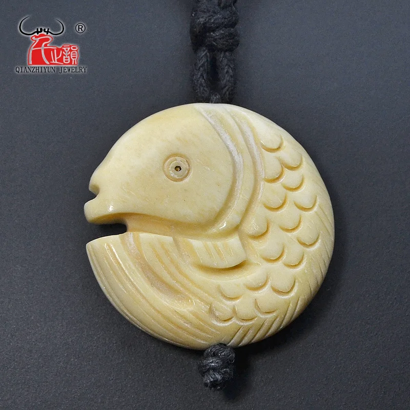 GX097 Hot Sale Yak bone fish jewelry Hawaii Surfer pendant women necklace Vintage yellow necklace handmade jewelry