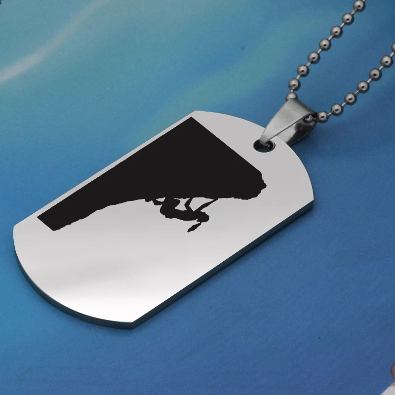 woman Mountain Climbing Hobby Extreme Sports laser printing pendant stainless steel jewelry Customed words or name necklace N454