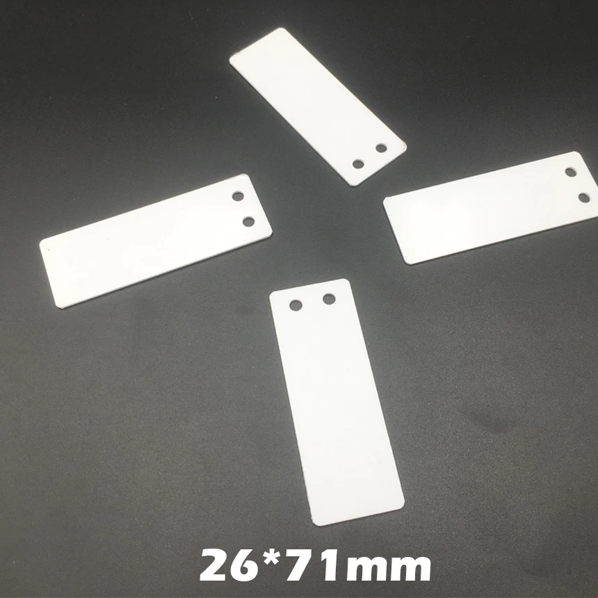 100pcs/Lot 26x71mm 26*71 White PVC Rectangle 2 holes Printer Blank Label Brand Identified Mark Cable Tag