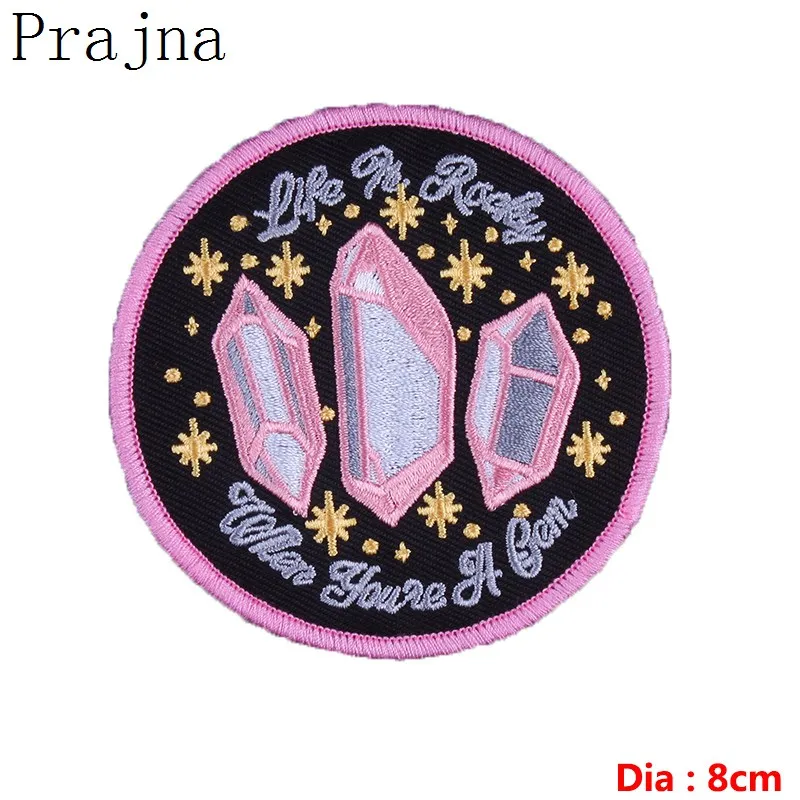 Prajna Cheap 10PCS Embroidered Round Diamond Patches For Clothing Badges Clever DIY Hippies Badges For Jeans Stickers Decoration