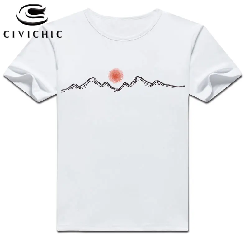 CIVI CHIC New Design Man Oriental Ethnic T Shirt Women Chinese Style Print Tshirt Landscape Scenery Ink Painting Tops Tee WST125