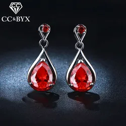 Red Dangle Drop Earrings For Women Water Drop Zirconia Stone Fashion Jewelry Best Gifts for Party Wedding Engagement E050