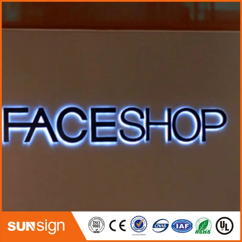 Sign dicat hitam stainless steel led backlit surat Saluran