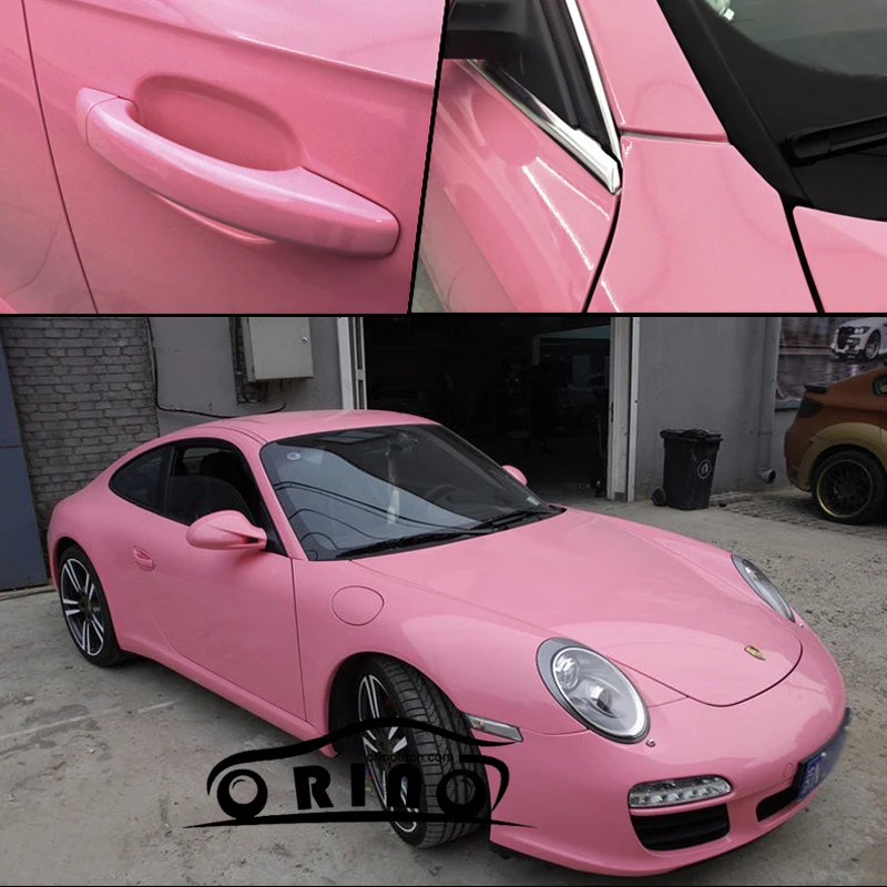 

ORINO 3 Layers Ultra Glossy Pink Vinyl Film High Gloss PINK Shiny Car Wrap Film Graphics With Air Bubble Size:1.52*20M/Roll