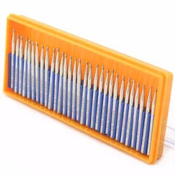 30 Pcs bur Diamond Grinding Head Bit Spherical 1.5 mm Coated Grit 120 Rotary Point Shank 1/8