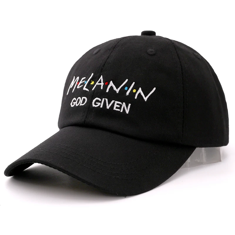 SANDMAN Letter MELANIN GOD GIVEN Snapback Cap Cotton Baseball Cap For Men Women Adjustable Hip Hop Dad Hat Bone Garros