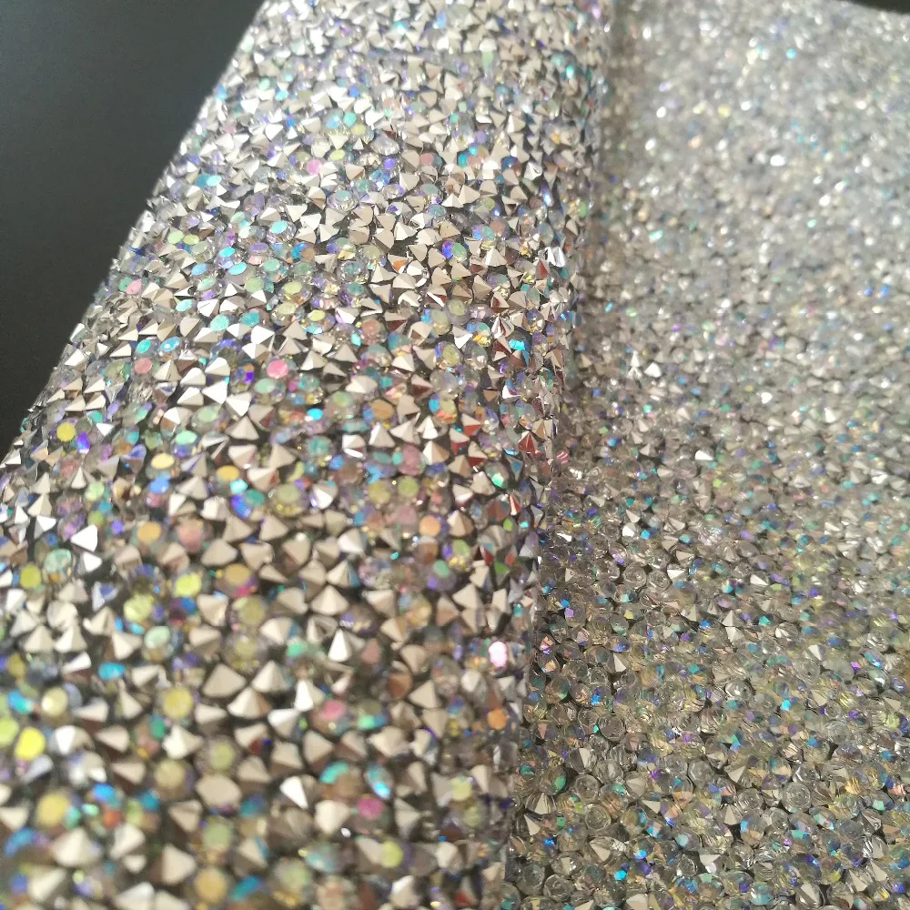 24*40cm Hotfix resin Rhinestones Mesh Trim Crystal Fabric Sheet Strass Appliques Banding patch For Dress Jewelry DIY Accessories