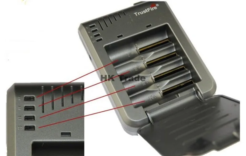 Trustfire TR-003 4CH 14500 16340 18650 rechargeable Battery Charger DC 4.2v 4x 500mA output 4 channel LED indication