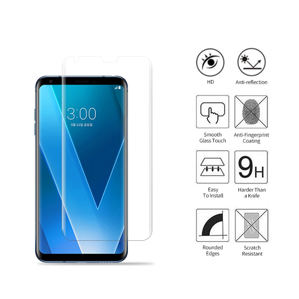 Lg v30 plus用強化ガラスフィルム,3dフルスクリーンカバレッジ,液体uvライト,3dガラス保護フィルム