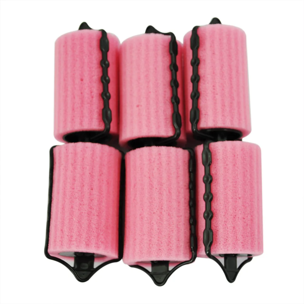 6 PCS Magic Hair Care Roller Style Sponge Curlers For Girl Ladies Pink Color Hair Styling Tool Curler Maker